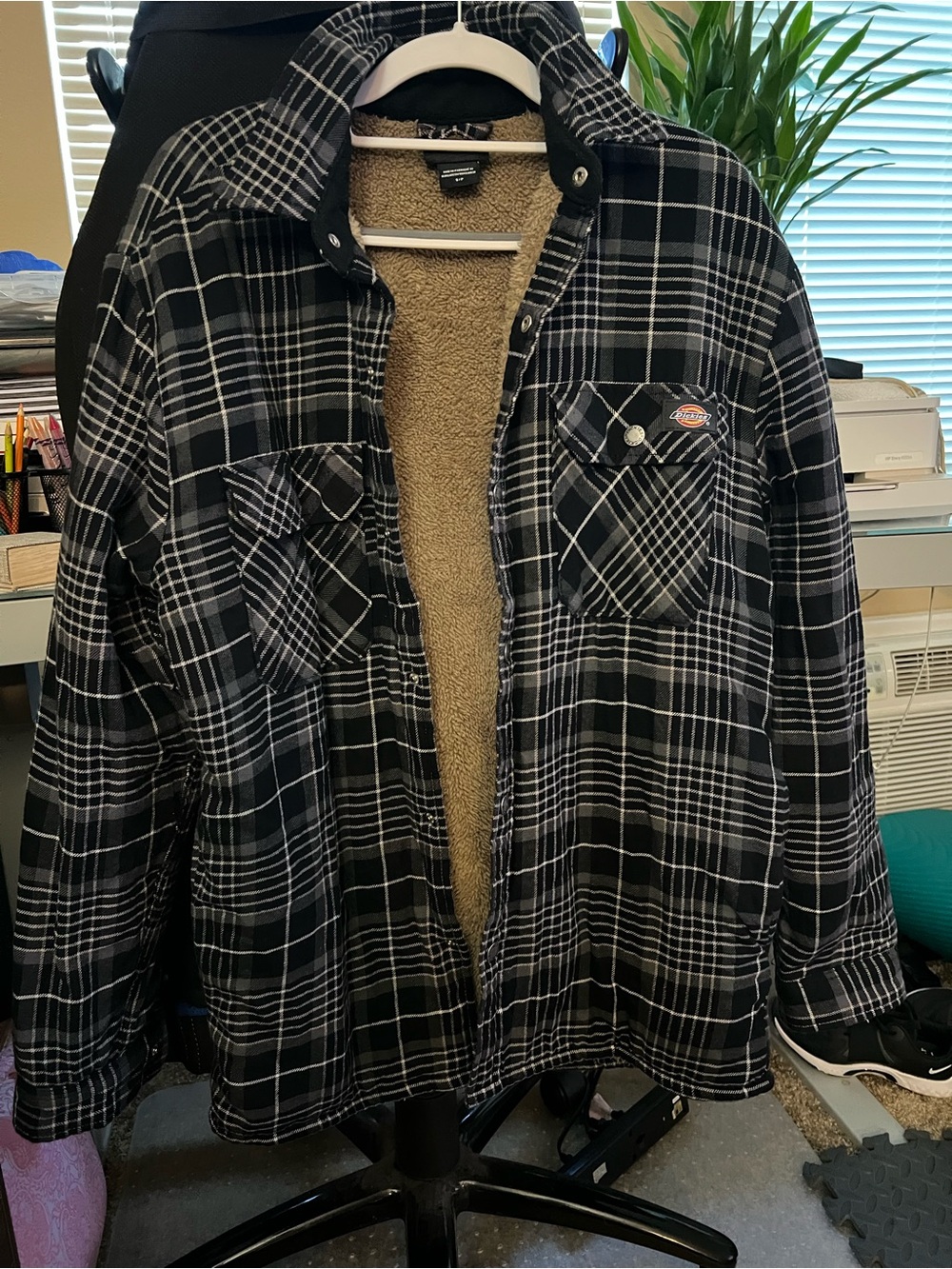 Dickies Black & White Plaid Sherpa Jacket